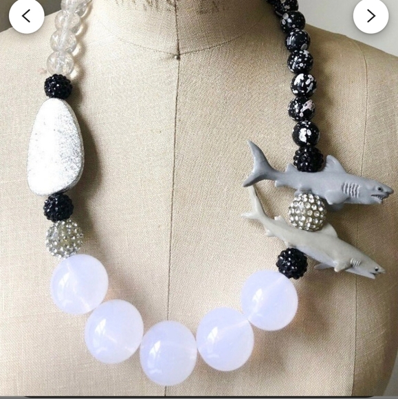 LENORA DAME X MODCLOTH Unique Beaded Shark Statement Necklace, NWT - Picture 2 of 3